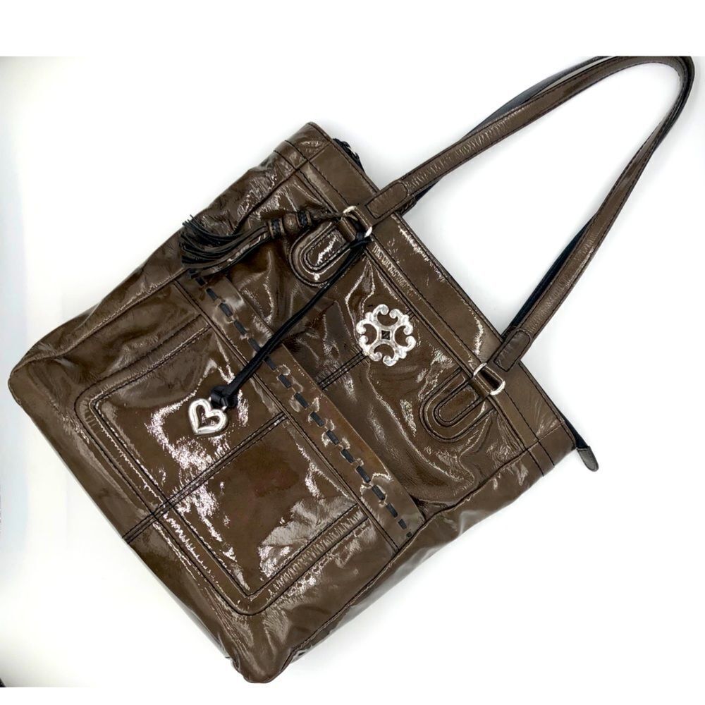 Brighton Bucket Shoulder Patent Leather Bag